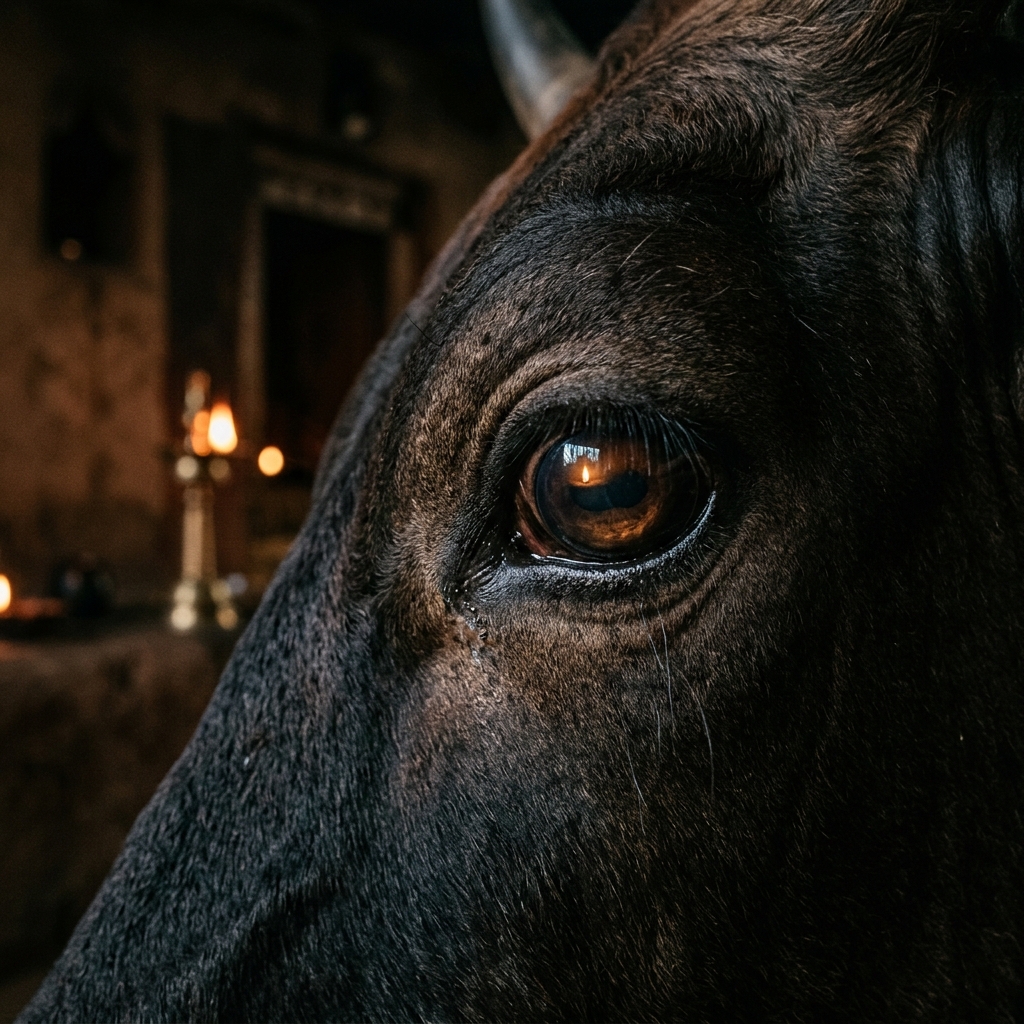 Soulful eye of a gentle Indian cow